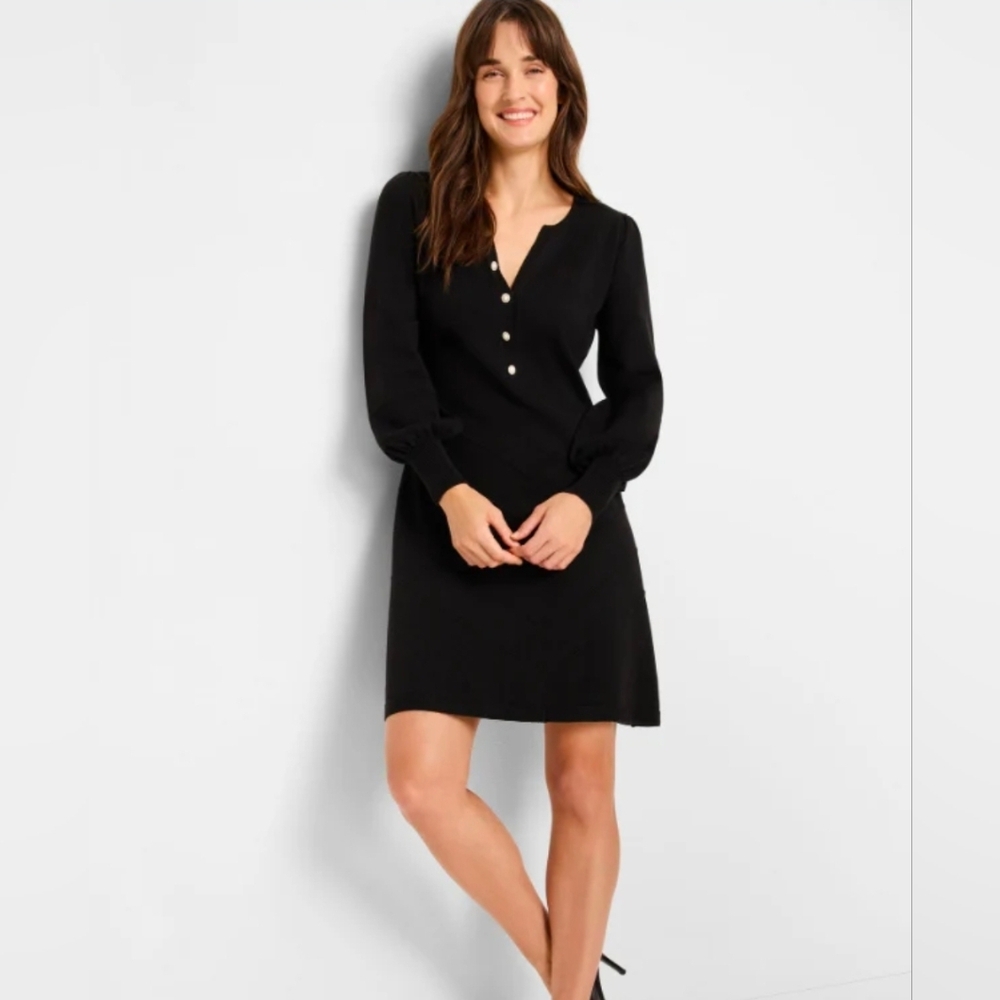 Nic +Zoe Black Long Sleeve Twirl Time Sweater Dress Size XL NWT $218